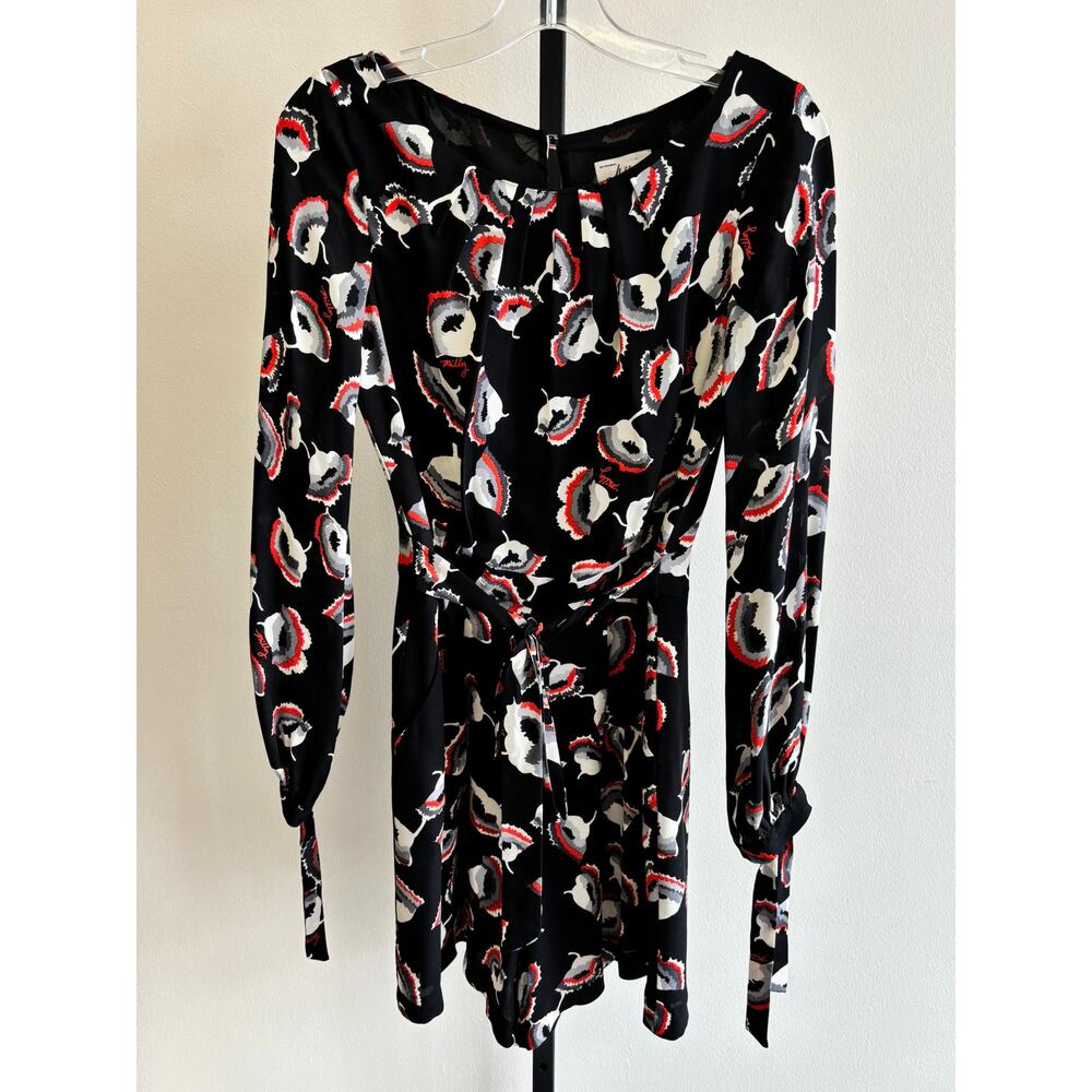 Milly of New York Women's Black Floral Long Sleeve Dress Size 0 #48859
